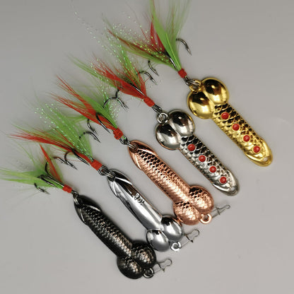 [Hard Metal Fish Lures] 2pcs/5pcs Hard Metal VIB Fish Lures Spoon Lure Artificial Baits with Rayon Cool Fishing Accessory Good Vibrations