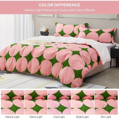 Microfiber Pink Green Circle Geometric Duvet Cover Set SAPHREAS Comforter Cover Good Vibrations