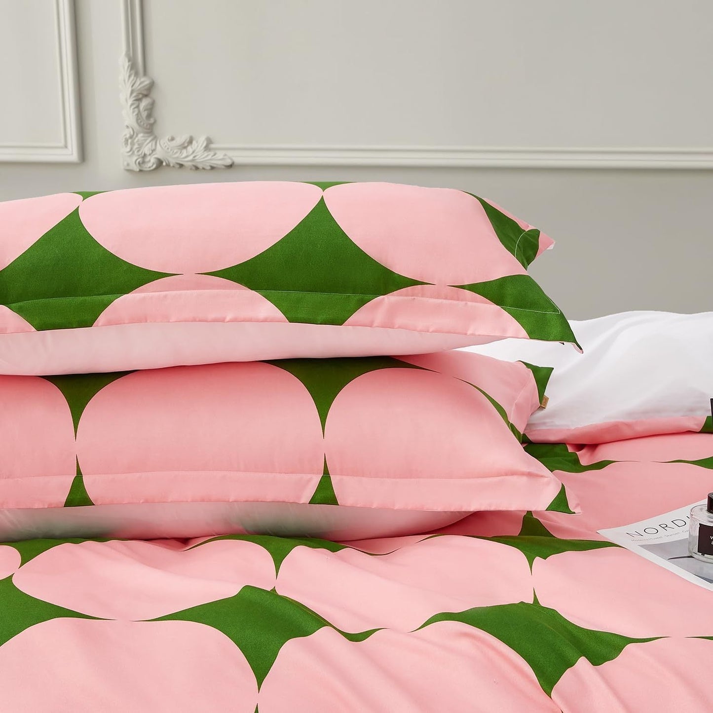 Microfiber Pink Green Circle Geometric Duvet Cover Set SAPHREAS Comforter Cover Good Vibrations