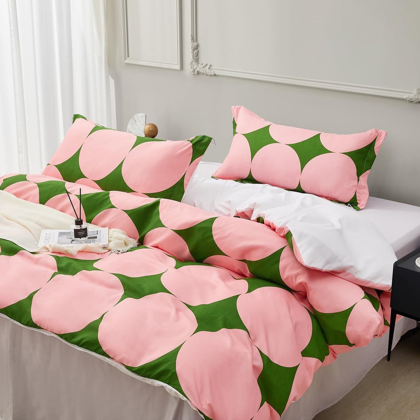 Microfiber Pink Green Circle Geometric Duvet Cover Set SAPHREAS Comforter Cover Good Vibrations