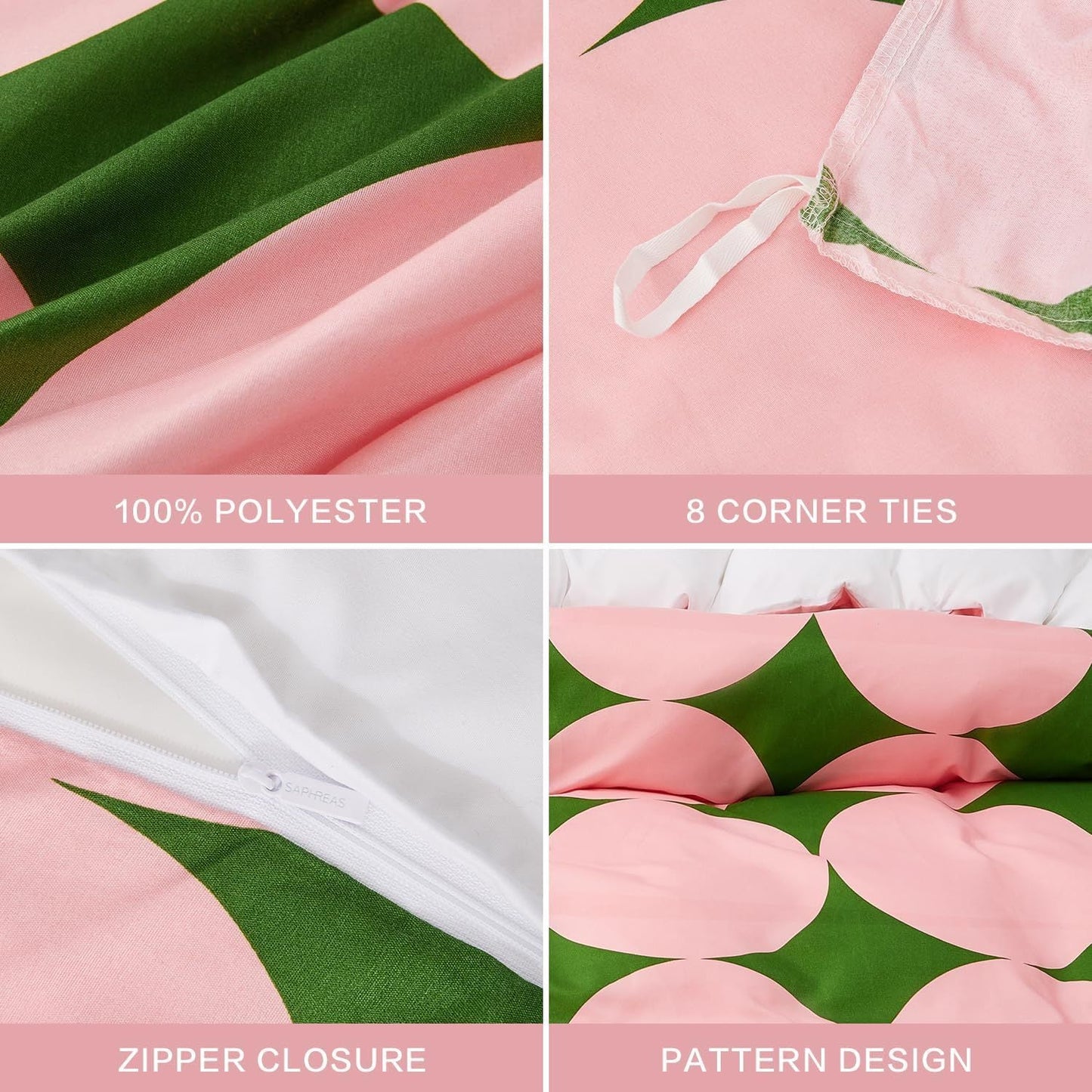 Microfiber Pink Green Circle Geometric Duvet Cover Set SAPHREAS Comforter Cover Good Vibrations