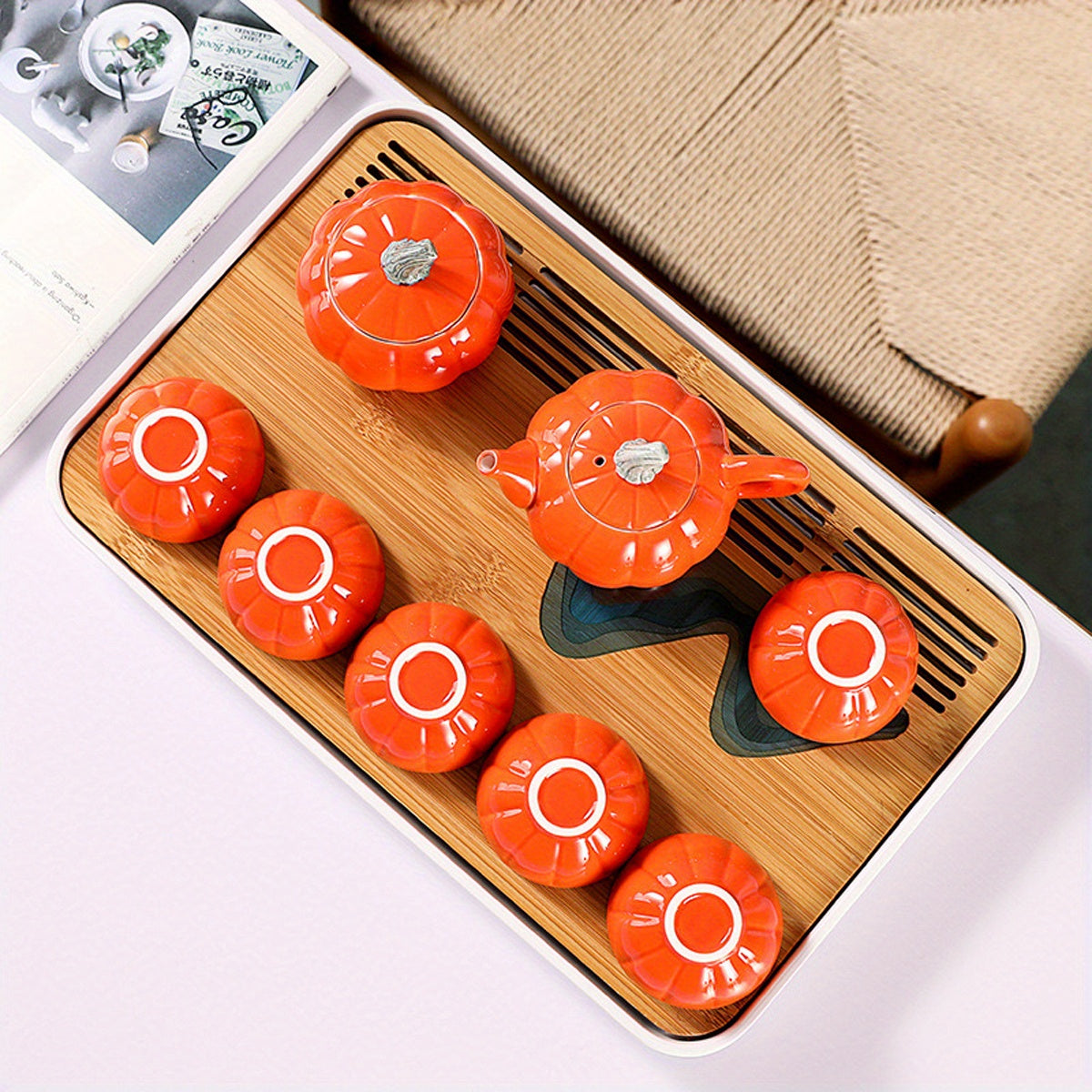 Unique Pumpkin Tea Set With Gift Box - Perfect For Thanksgiving, Mother'S Day & Father'S Day - Ideal For Parents, Teachers & Friends Good Vibrations