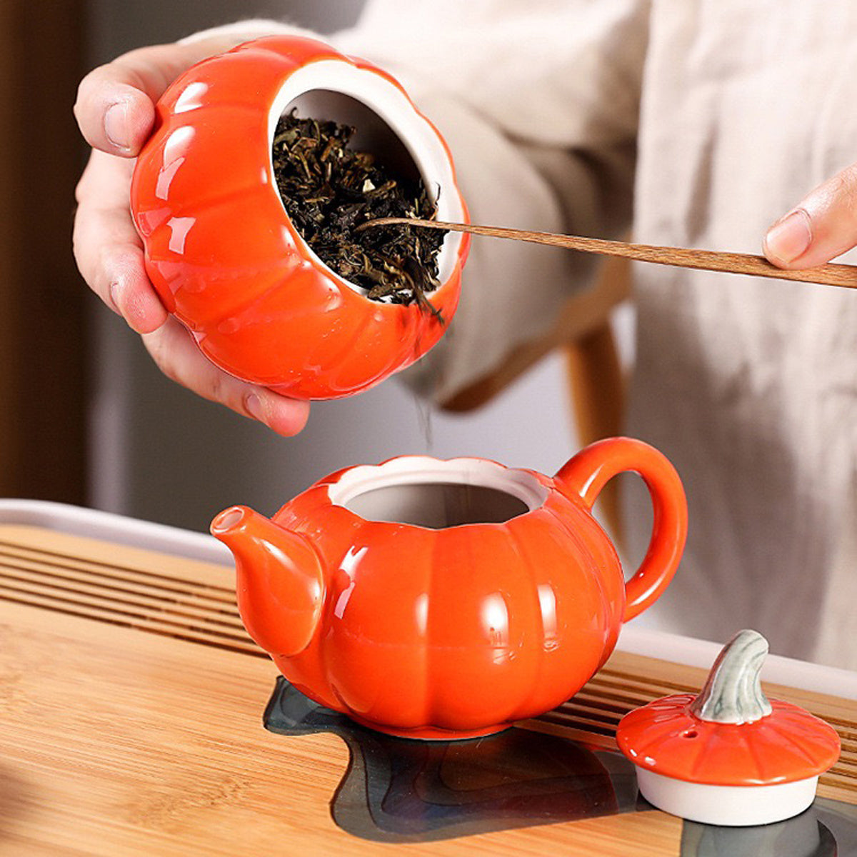 Unique Pumpkin Tea Set With Gift Box - Perfect For Thanksgiving, Mother'S Day & Father'S Day - Ideal For Parents, Teachers & Friends Good Vibrations
