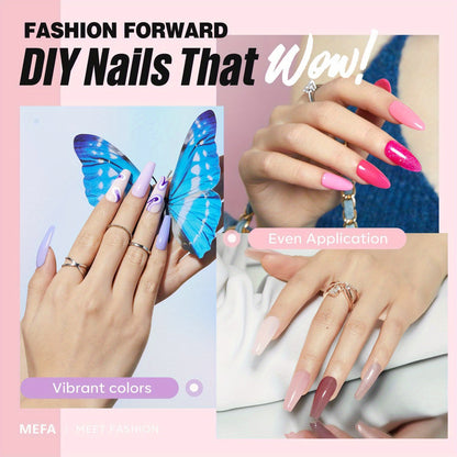 MEFA 60 Pcs Gel Nail Polish Kit with U V Light, 42 Colors All Seasons Collection Nude Colorful Gel Polish Essential Set with 5 Psc Matte/Glossy Base Top Coat, Cuticle Remover, DIY Salon for Women Good Vibrations
