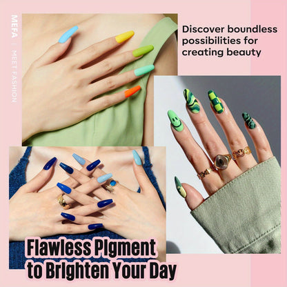 MEFA 60 Pcs Gel Nail Polish Kit with U V Light, 42 Colors All Seasons Collection Nude Colorful Gel Polish Essential Set with 5 Psc Matte/Glossy Base Top Coat, Cuticle Remover, DIY Salon for Women Good Vibrations