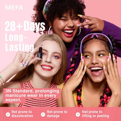 MEFA 60 Pcs Gel Nail Polish Kit with U V Light, 42 Colors All Seasons Collection Nude Colorful Gel Polish Essential Set with 5 Psc Matte/Glossy Base Top Coat, Cuticle Remover, DIY Salon for Women Good Vibrations