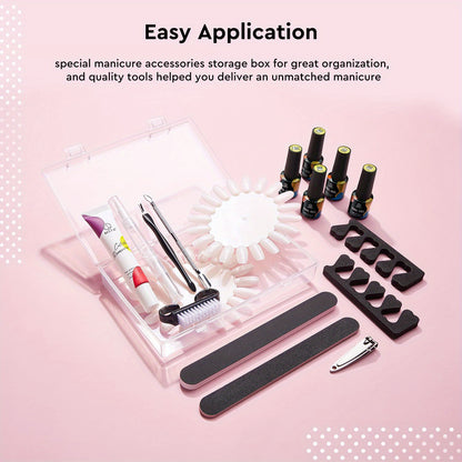 MEFA 60 Pcs Gel Nail Polish Kit with U V Light, 42 Colors All Seasons Collection Nude Colorful Gel Polish Essential Set with 5 Psc Matte/Glossy Base Top Coat, Cuticle Remover, DIY Salon for Women Good Vibrations