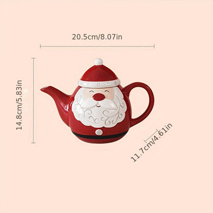 Santa Claus Ceramic Tea Set with Teapot and Cup, European Style Christmas Coffee Cup and Saucer Set, Creative Gift Relief Teapot Afternoon Tea Set, Christmas gift, Halloween gift Good Vibrations