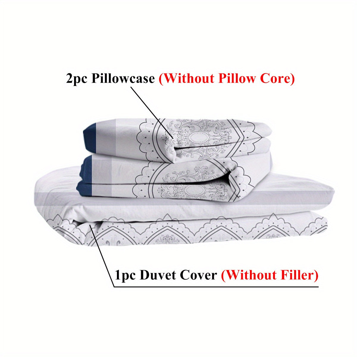 Navy Blue Duvet Cover Set Leaves Bedding Set with 2 Pillowcase 3 Piece Luxury Comforter Cover Good Vibrations