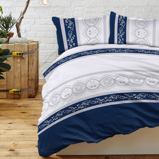 Navy Blue Duvet Cover Set Leaves Bedding Set with 2 Pillowcase 3 Piece Luxury Comforter Cover Good Vibrations