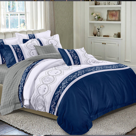 Navy Blue Duvet Cover Set Leaves Bedding Set with 2 Pillowcase 3 Piece Luxury Comforter Cover Good Vibrations