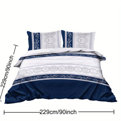 Navy Blue Duvet Cover Set Leaves Bedding Set with 2 Pillowcase 3 Piece Luxury Comforter Cover Good Vibrations