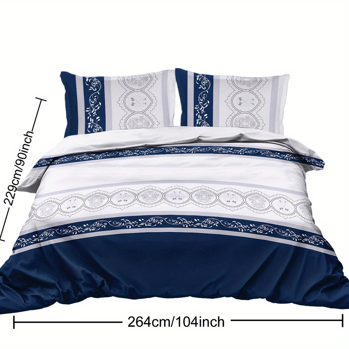 Navy Blue Duvet Cover Set Leaves Bedding Set with 2 Pillowcase 3 Piece Luxury Comforter Cover Good Vibrations