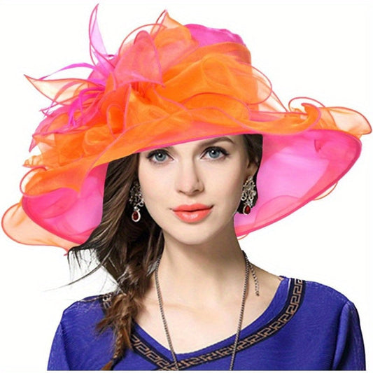 Kentucky Church Derby Hat Wide Brim Flounce Cocktail Tea Party Bridal Dress Hats Vintage Head Decoration Good Vibrations