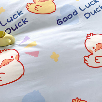 Good Luck Duck Duvet Cover Cute Farmhouse Livestock White Yellow Duck Bedding Sets 3 Piece Cartoon Comforter Cover Good Vibrations