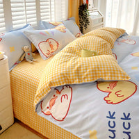 Good Luck Duck Duvet Cover Cute Farmhouse Livestock White Yellow Duck Bedding Sets 3 Piece Cartoon Comforter Cover Good Vibrations