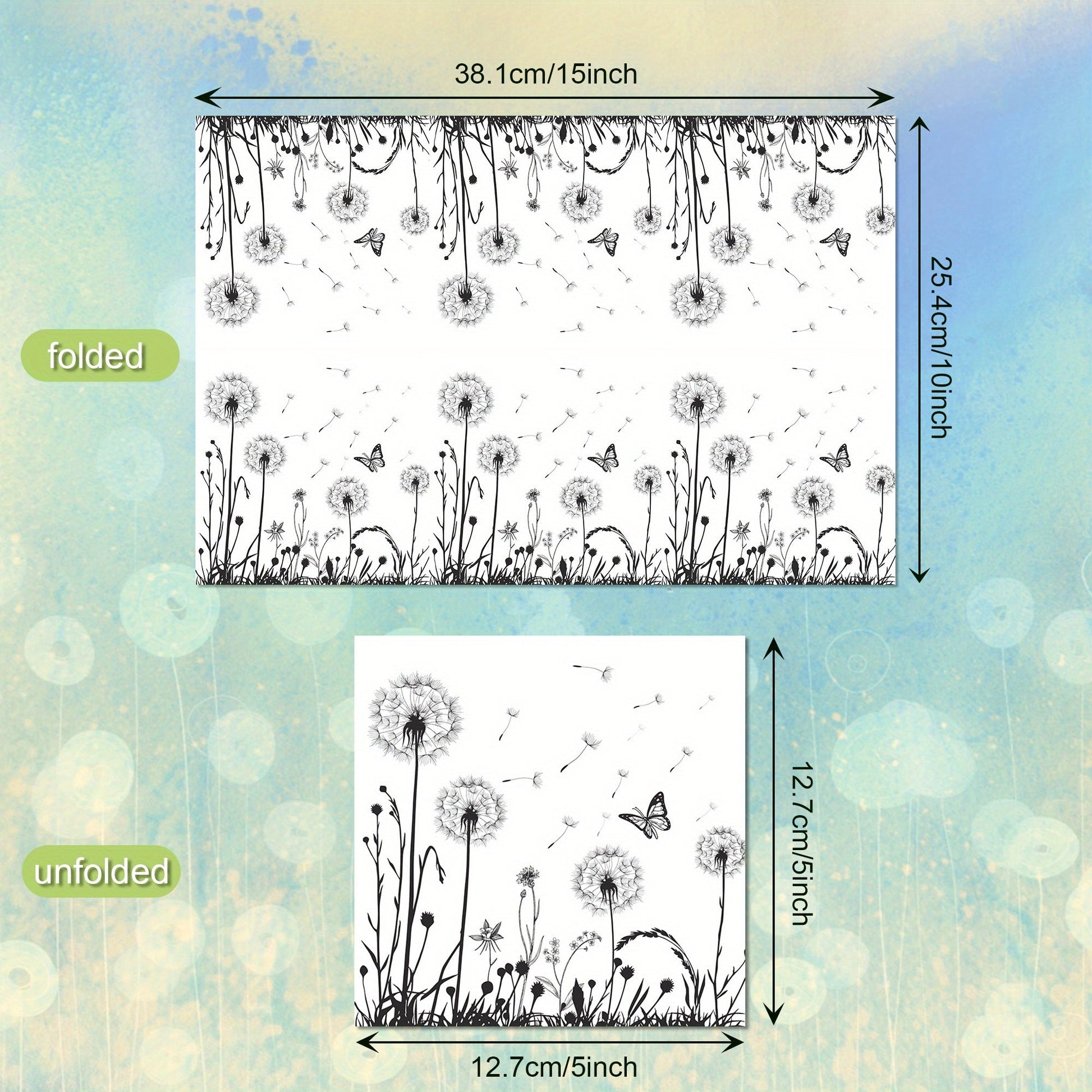 [Floral Napkins] 100 Pack Disposable White Black Floral Luncheon Napkins | Dandelion Paper Napkins for Wedding Shower Birthday Tea Party Supplies Good Vibrations