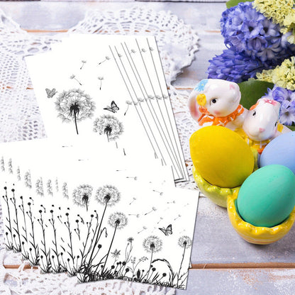 [Floral Napkins] 100 Pack Disposable White Black Floral Luncheon Napkins | Dandelion Paper Napkins for Wedding Shower Birthday Tea Party Supplies Good Vibrations