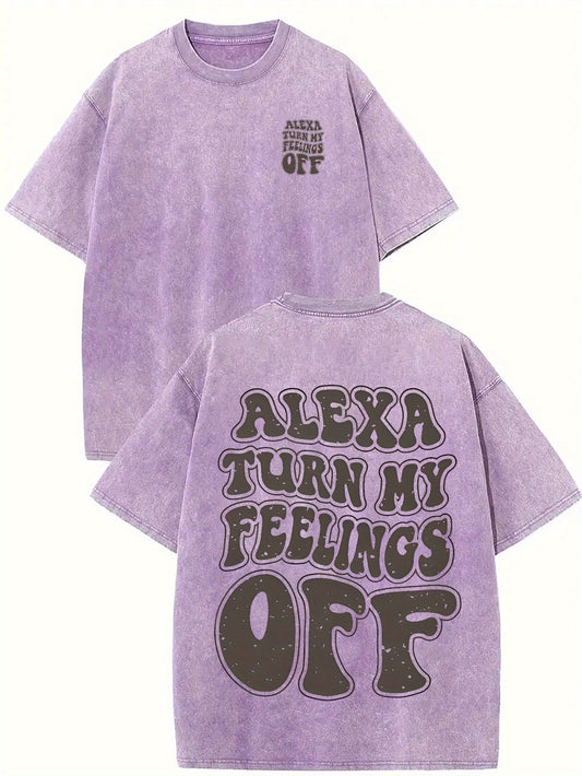 100% Cotton Alexa Turn My Feelings Off Prints, Comfortable Fit, Short-Sleeved Round Neck Casual Men's T-Shirts for Daily and Outdoor Good Vibrations
