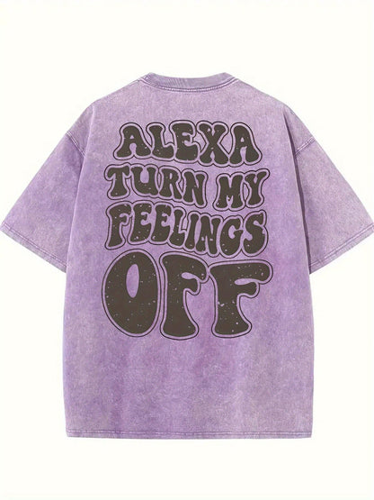 100% Cotton Alexa Turn My Feelings Off Prints, Comfortable Fit, Short-Sleeved Round Neck Casual Men's T-Shirts for Daily and Outdoor Good Vibrations