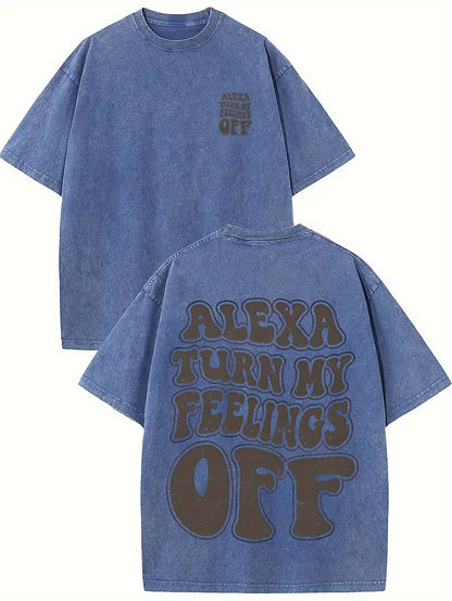 100% Cotton Alexa Turn My Feelings Off Prints, Comfortable Fit, Short-Sleeved Round Neck Casual Men's T-Shirts for Daily and Outdoor Good Vibrations