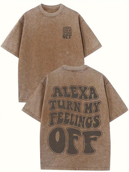 100% Cotton Alexa Turn My Feelings Off Prints, Comfortable Fit, Short-Sleeved Round Neck Casual Men's T-Shirts for Daily and Outdoor Good Vibrations
