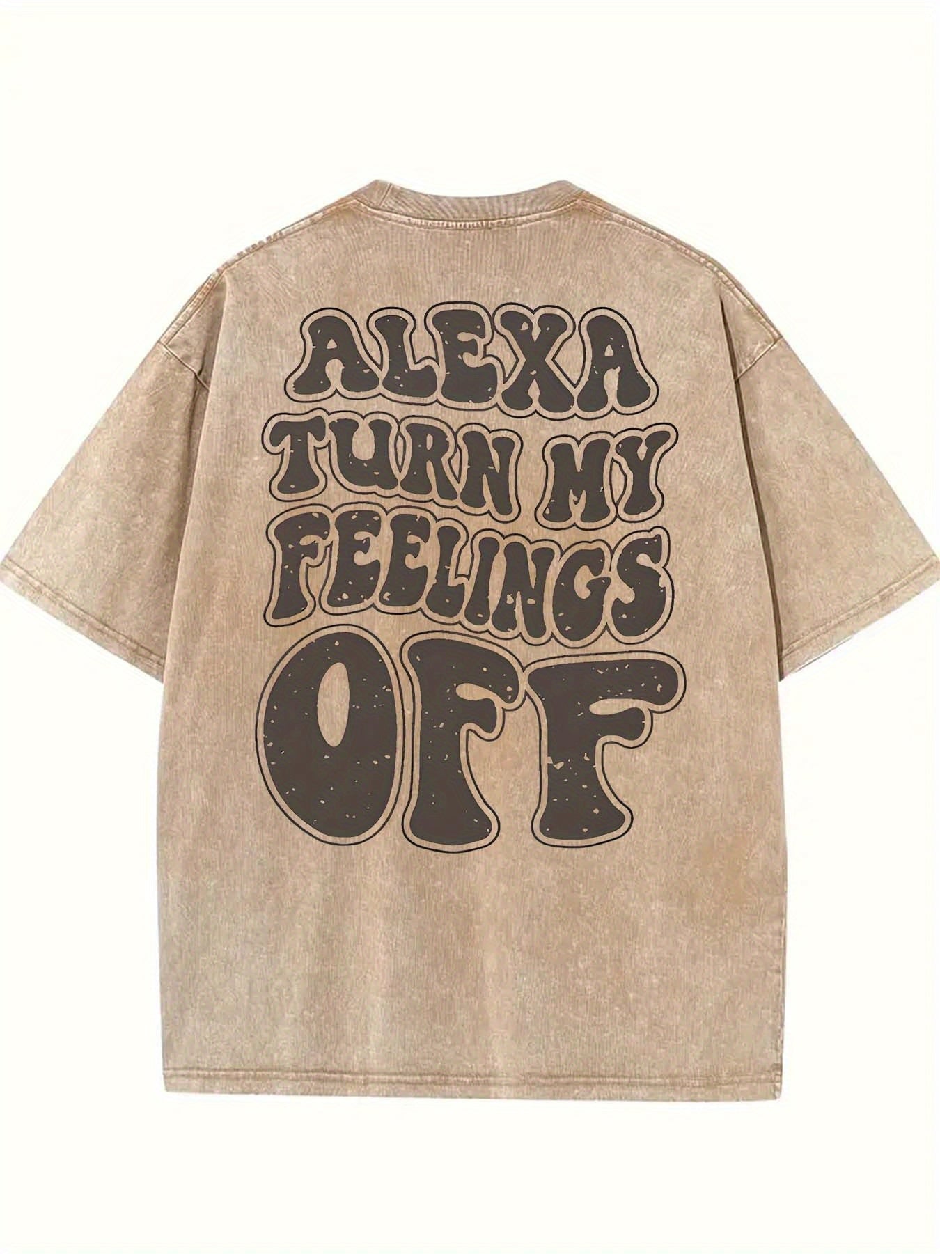 100% Cotton Alexa Turn My Feelings Off Prints, Comfortable Fit, Short-Sleeved Round Neck Casual Men's T-Shirts for Daily and Outdoor Good Vibrations