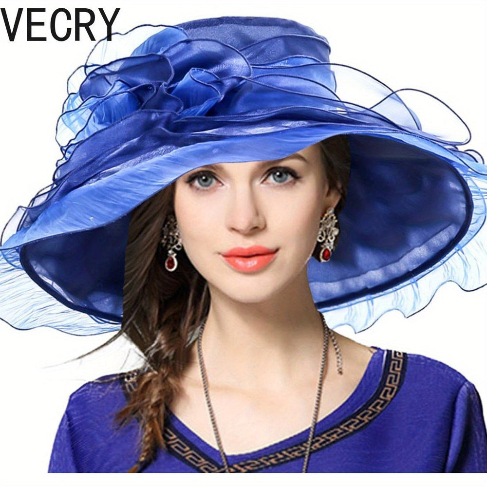 VECRY Kentucky Church Derby Hat - Wide Brim Ladies Flounce Cocktail Tea Party Bridal Wedding Dress Hat Good Vibrations