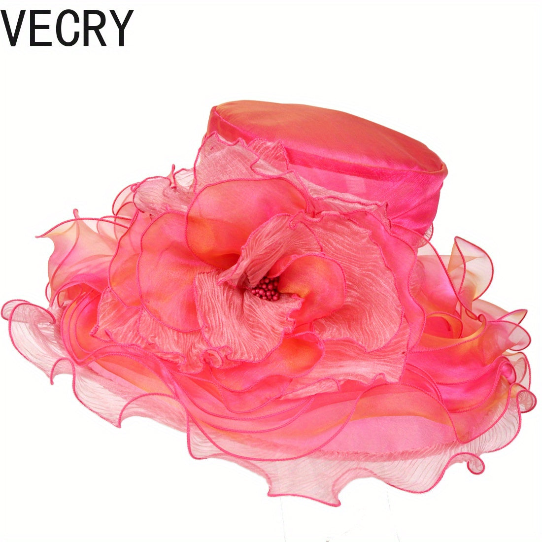 VECRY Kentucky Church Derby Hat - Wide Brim Ladies Flounce Cocktail Tea Party Bridal Wedding Dress Hat Good Vibrations