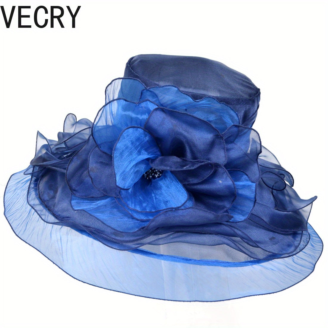 VECRY Kentucky Church Derby Hat - Wide Brim Ladies Flounce Cocktail Tea Party Bridal Wedding Dress Hat Good Vibrations
