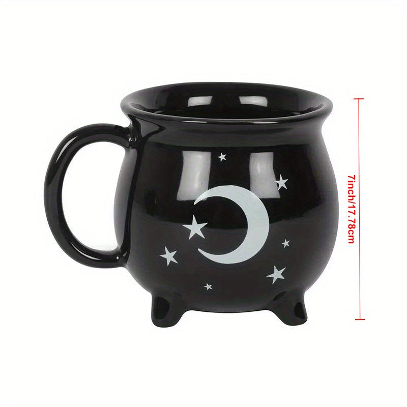 1set Witchy Ceramic Halloween Cauldron Tea Set - Brew Tea Pot with Cups, Occult Themed Teaware for Samhain Celebration, Pagan Supplies Good Vibrations