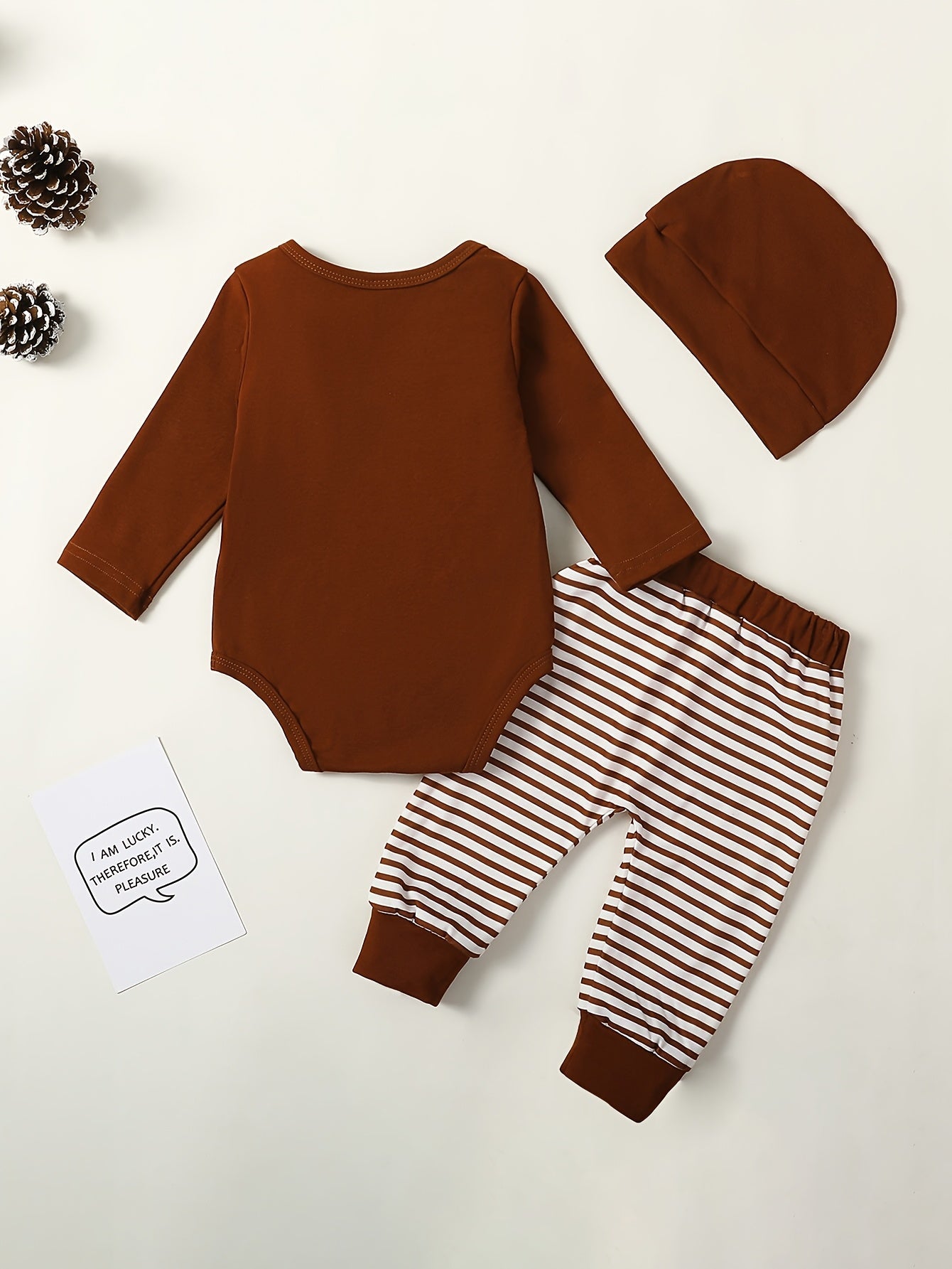 MINKIDFASHION Baby Boys' 3pcs Clothing Set Infant Long Sleeve Comfortable Romper And Pants And Hat, for Outdoor Good Vibrations