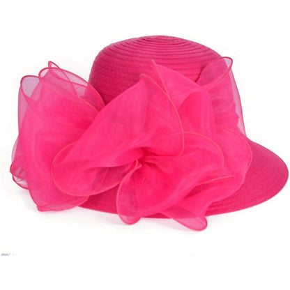 Women Lightweight Breathable Derby Church Dress Cloche Bowler Hats Cocktail Tea Party Wedding Bridal Hat with Bow Knot Good Vibrations