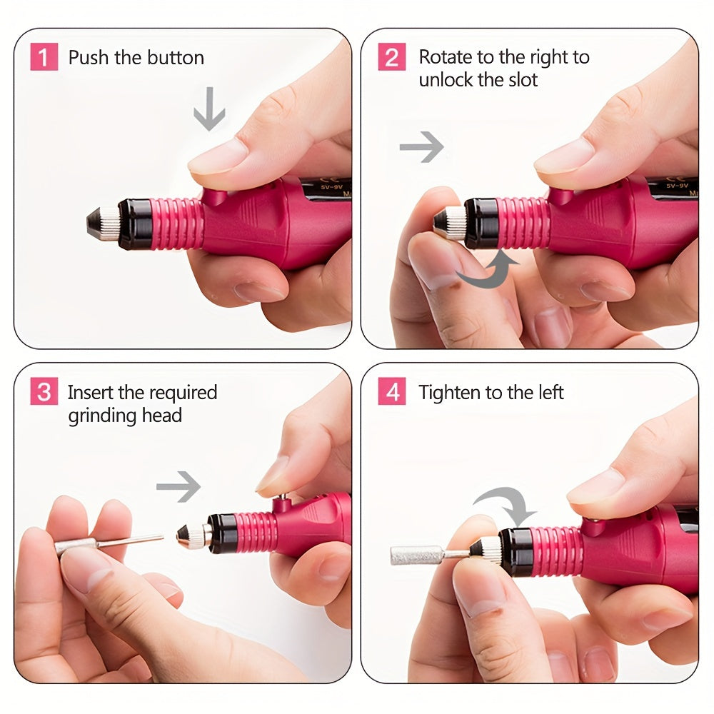 Electric Nail Drill Machine, Manicure & Pedicure Set, Low Noise Gel Art Remover, Glazing Polisher, Polishing Grinder With Drill Bits, Essential Nail Care Tool Good Vibrations