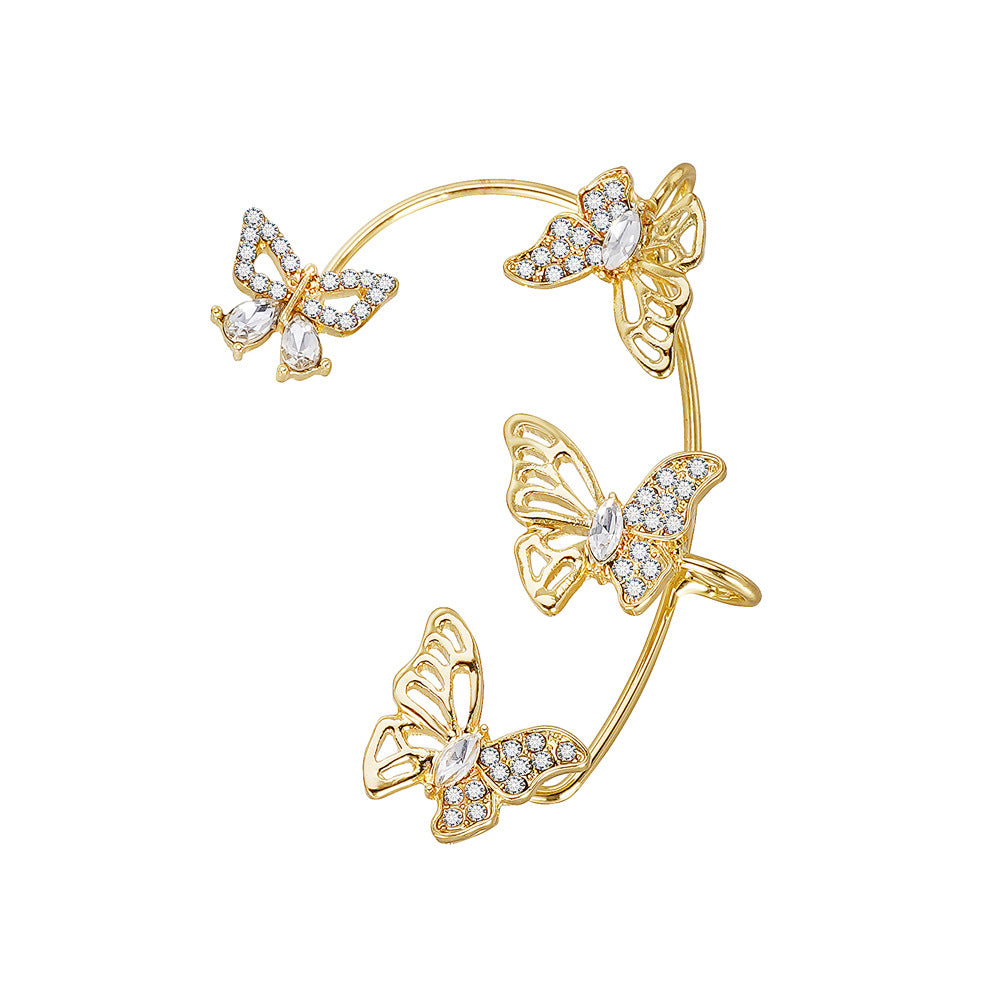 Women'S Elegant Butterfly Ear Cuffs - No-Piercing Ear Hooks, Synthetic Gemstone Accents, Everyday & Formal Jewelry for Parties, Weddings, Everyday Outfits - Non-Piercing Ear Clips for Sensitive Light Beige, Party Accessories, Good Vibrations