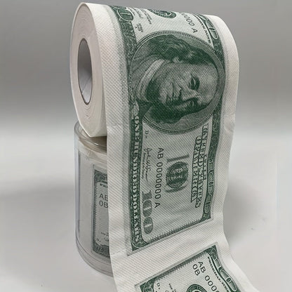 1 Roll of Whimsical $100 Bill Printed Toilet Paper - Multifold, Wood Pulp Material, Continuous Roll, Gift for Party Decor, Home Decor, and Holiday Gift Ideas Good Vibrations