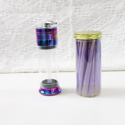 1pc Spice Grinder 3-in-1 with 50pcs Cigarette Paper, Rolled Cone Loader Machines Quick Fill, Grinding Storage with Magnetic Lid, King Size Pre-Rolled Cones with Tips, Rolling Paper Cones, Smoking Accessories, Gifts for Friend Good Vibrations