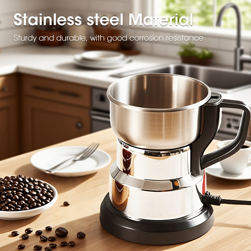 [High Power Electric Grinder] 25000 RPM High Power Electric Grinder - 1pc Stainless Steel Blade Mill for Beans, Nuts, Spices & Coffee, Silvery Finish, Easy to Clean, 110V US Plug (Ideal Holiday Gift), Coffee Grinder | Sleek G Good Vibrations