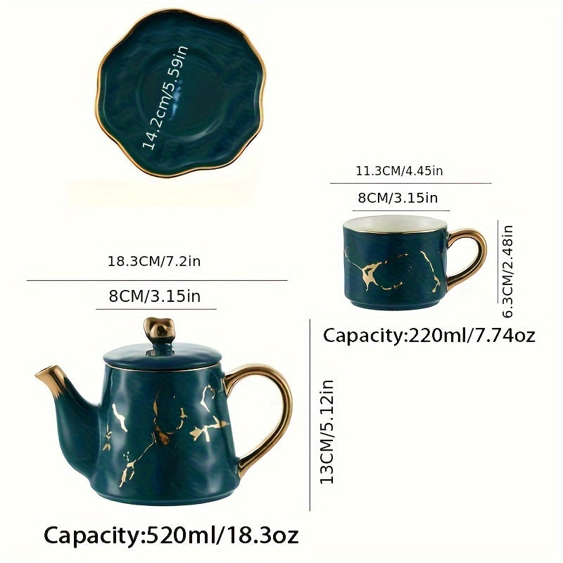 Elegant Ceramic Tea Set with Marble Design - ZBB1 Good Vibrations