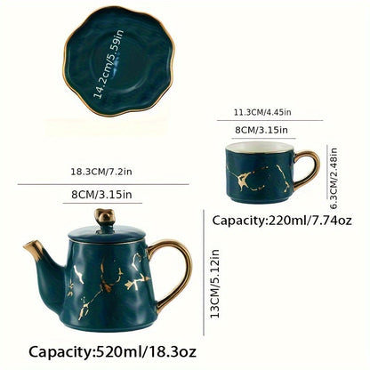 Elegant Ceramic Tea Set with Marble Design - ZBB1 Good Vibrations