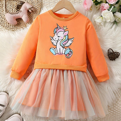 Adorable Unicorn Midi Dress - Comfortable, Season-Ready with Tulle Detailing, Ideal for Girls Good Vibrations
