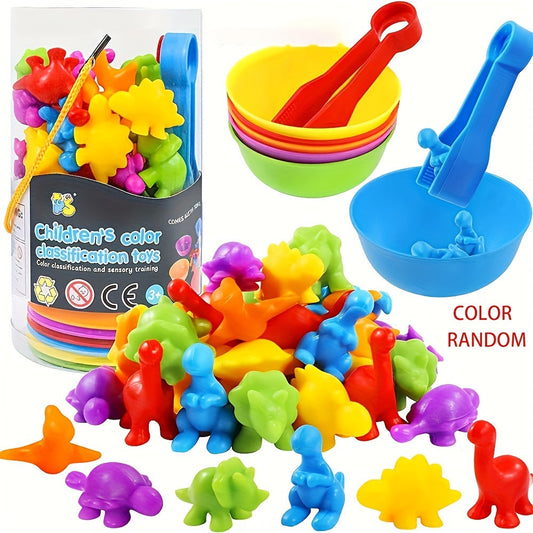 Counting Dinosaur Toys Matching Games with Sorting Bowls Learning Activities for Math Color Sorting Educational Sensory STEM Toy Sets for Kids Aged 3+ Years Old Boys Girls Good Vibrations