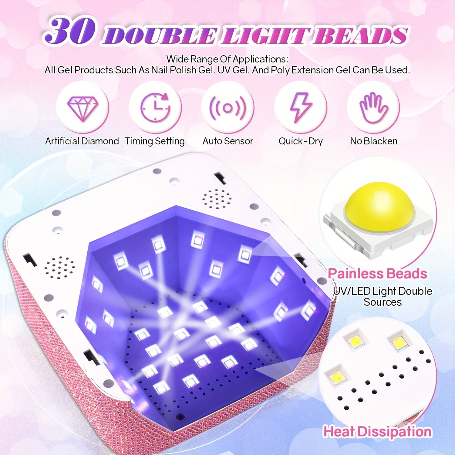 Rechargeable Nail Lamp With Battery Cordless Gel Polish Dryer Pedicure Machine UV Light For Nails Wireless Nail UV LED Lamp Good Vibrations