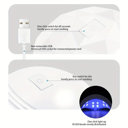 1pc Portable LED Nail Lamp Dryer - Fast Drying, Professional Gel Polish Curing, Compact Design for Home Salon Manicure, Nails Art Tools, Easy to Use, Long-Lasting LED Light, Safe for Fingers Good Vibrations