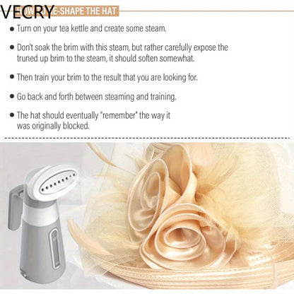 VECRY Women Derby Church Dress Cloche Hat Fascinator Floral Tea Party Wedding Bucket Hat Good Vibrations