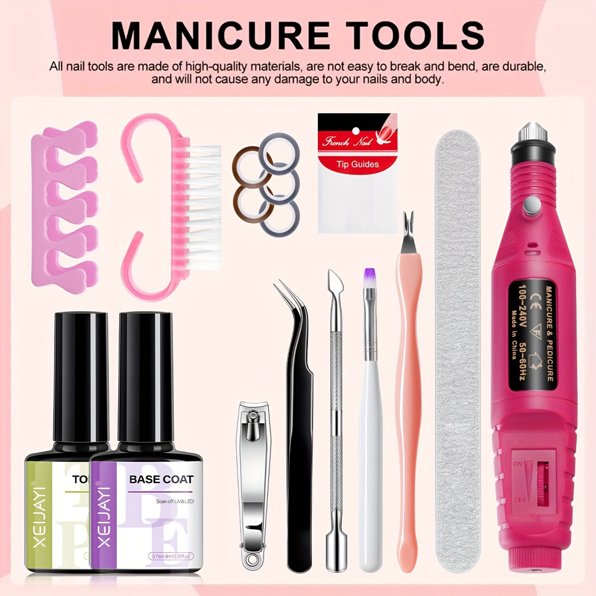 Complete Nail Care Kit: Professional Electric Drill & UV Lamp Set with Gel Polish, Manicure Tools - USB Powered, Alcohol-Free Good Vibrations