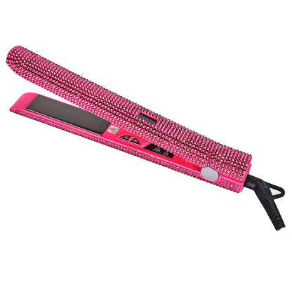 MEEKNISS Professional -encrusted Hair Straightener & Curler 2-in-1 - Fast Flat Iron with Nano- Plates, 480°F Max Temp, Digital LCD Display, Dual Voltage (110-240V) for Wet/Dry Hair, Pink & Black Glitter Design, Worldwide Tra Good Vibrations