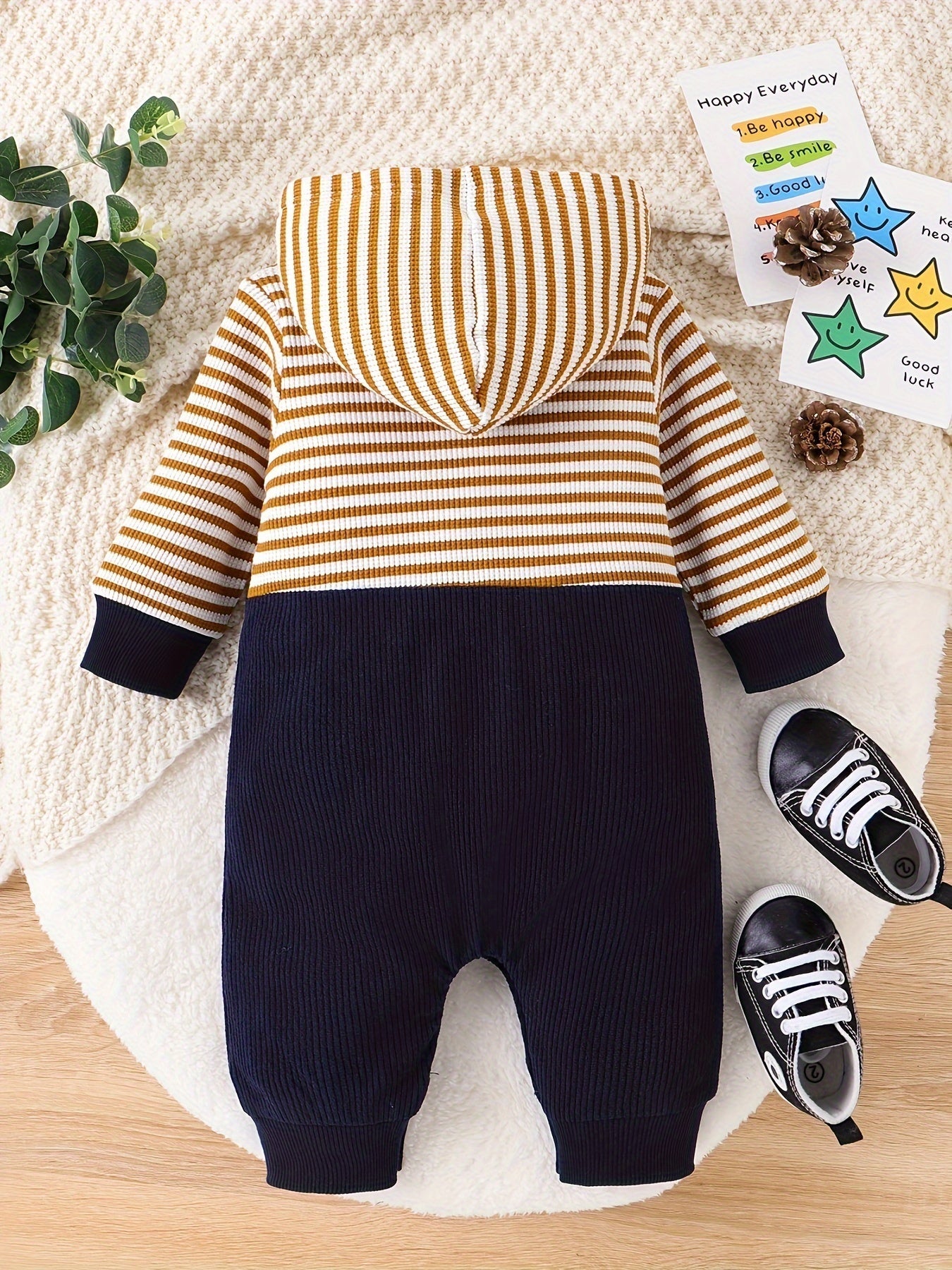 CETEPY Baby Boy Clothes Newborn Hoodie Romper Fall Winter One-piece Outfit Infant Cute Cartoon Clothing Set 0-18 Months Good Vibrations