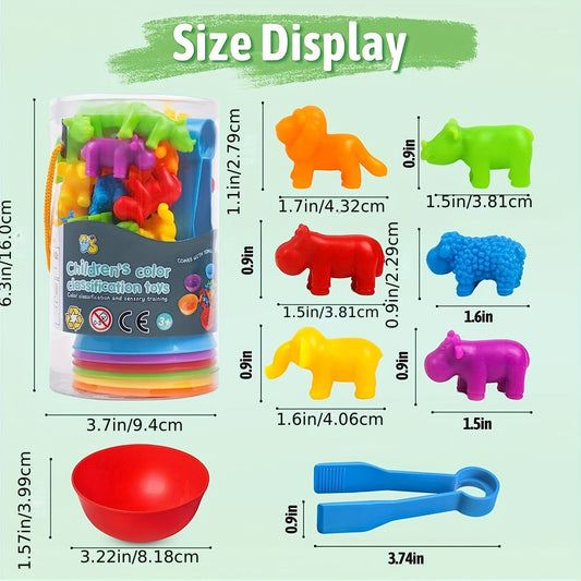 [Learning Math Toys] Math Color Sorting Toys Set, Counting Animals Toys Matching Game with Sorting Bowls Learning Activities Sensory Fine Motor Toys for Age 3+ Years Old Youngsters Ramadan Mubarak Good Vibrations