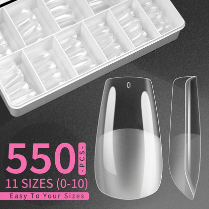 Clara Colors Nail Tips And Glue Gel Kit, 550pcs Soft Gel Full Cover Nails Tips And Nail Glue Kit Good Vibrations